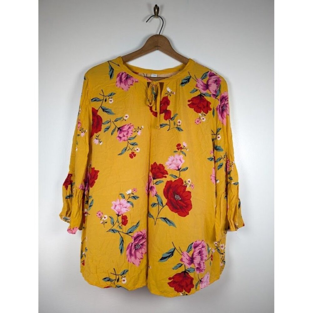 Old Navy Tunic Top Women's Size XXL Cottagecore Romantic Floral Boho Peasant